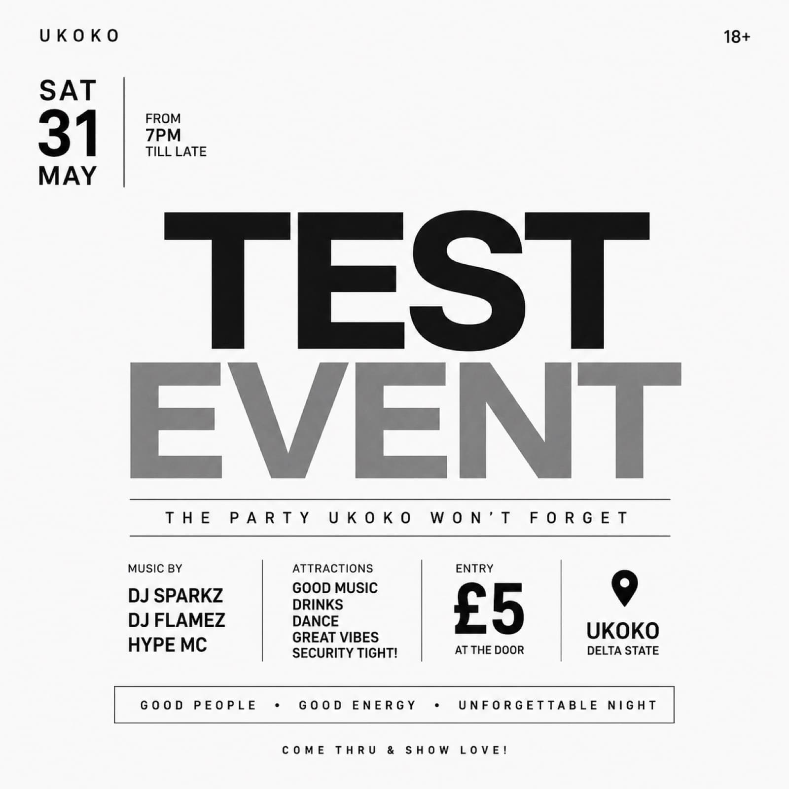 TEST EVENT (EXAMPLE EVENT) flyer